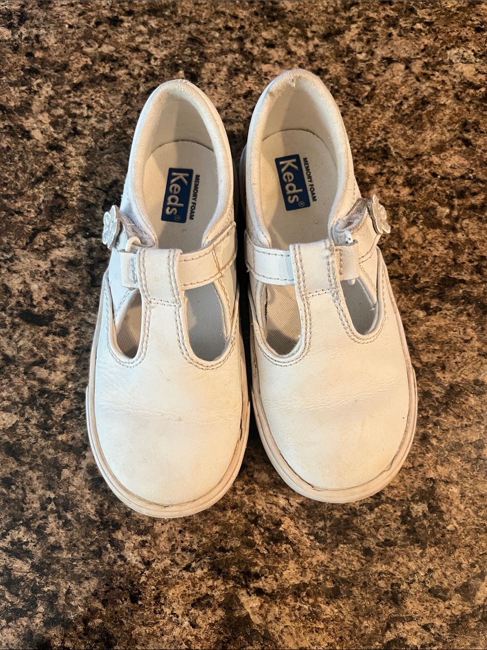 Keds Kids White Mary Jane Leather T-Shoes -Kids 10.5